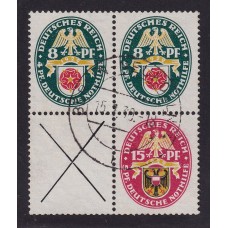 ALEMANIA 1929 ESTAMPILLAS SE-TENANT ZUSAMMENDRUCKE USADAS QUE SON MUCHO MAS RARAS MI. W36 RARO CUADRO 80 EUROS +